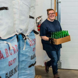 Worker Carrying Recycled Glass